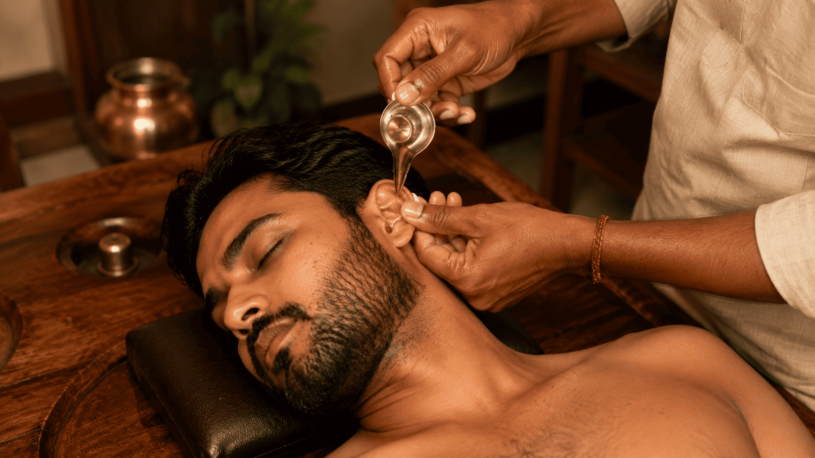 Karnapooranam ear oil treatment